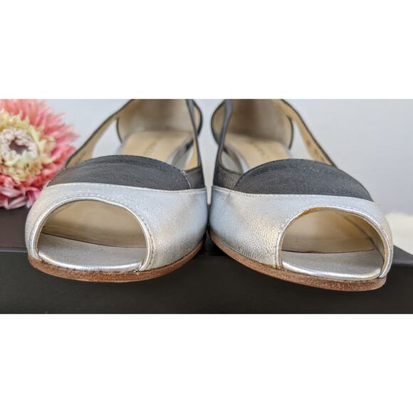 Bruno Magli Fiesse Wedge Heel Gray Color-Block Lambskin Leather Size 9.5 AA, NEW - Picture 5 of 10